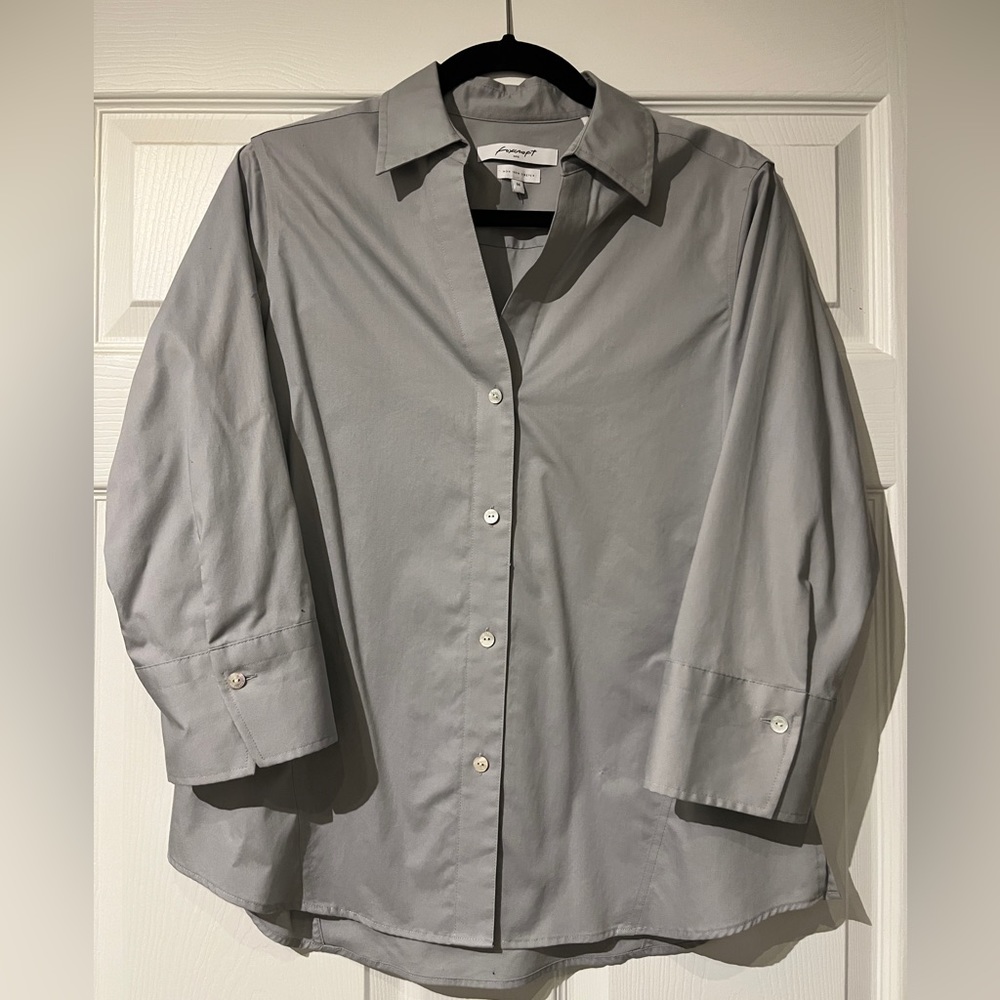 Foxcroft button Down Blouse in Grey